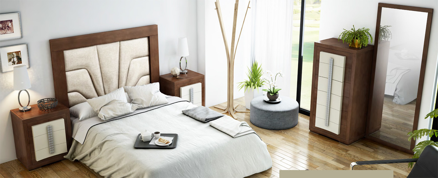 CONJUNTO MUEBLES DORMITORIO CABECERO TAPIZADO