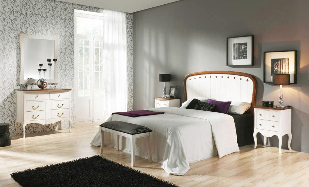 DORMITORIO CON CABECERO VINTAGE MADERA - HAYA