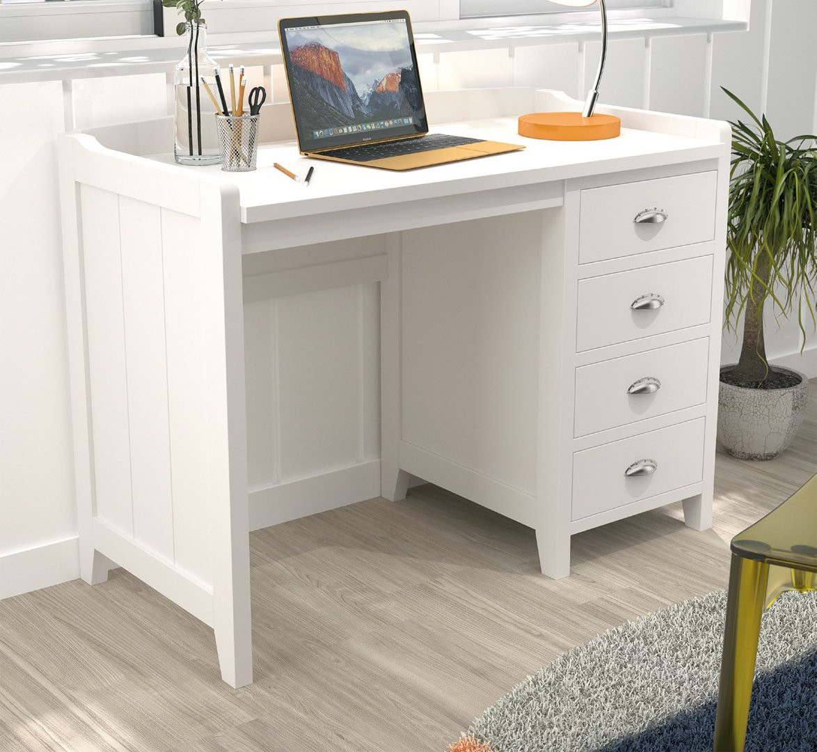 ESCRITORIO JUVENIL CON 4 CAJONES PARA DORMITORIO MADERA