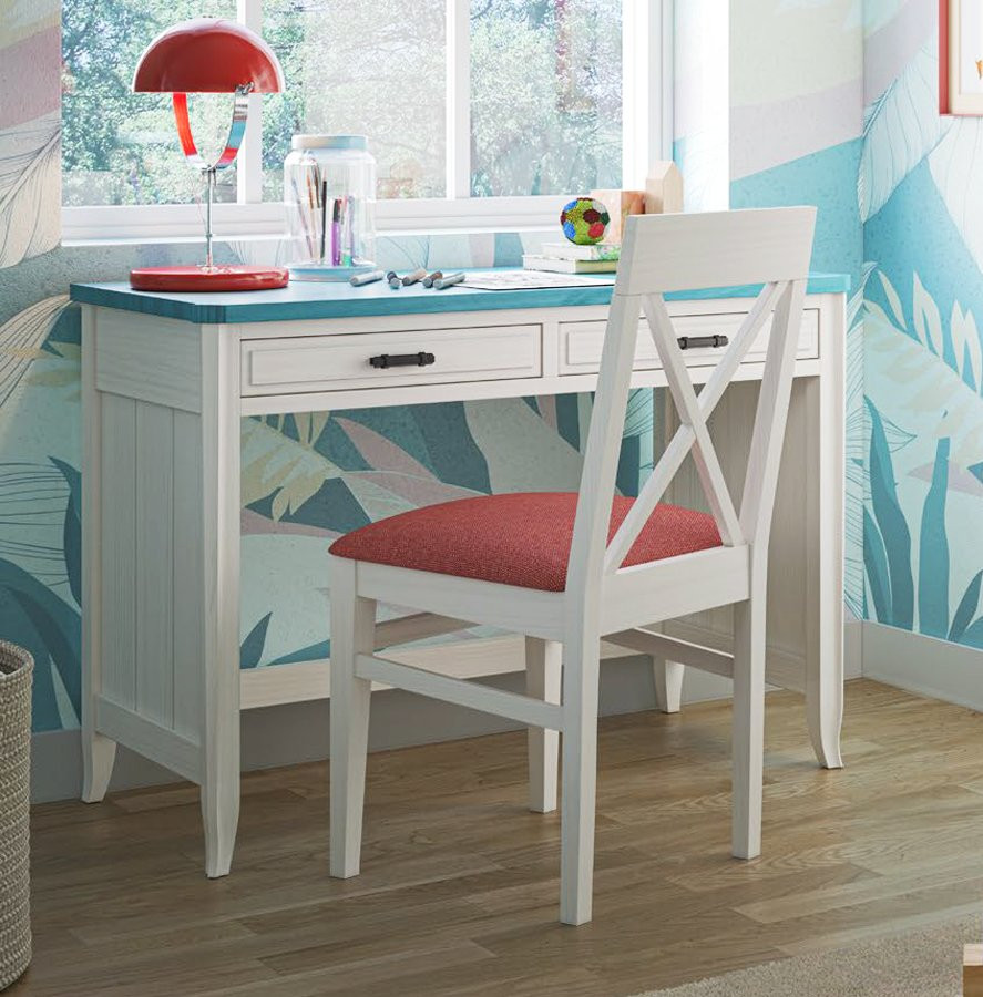 MESA DE ESCRITORIO CON 2 CAJONES EN MADERA NATURAL DE PINO