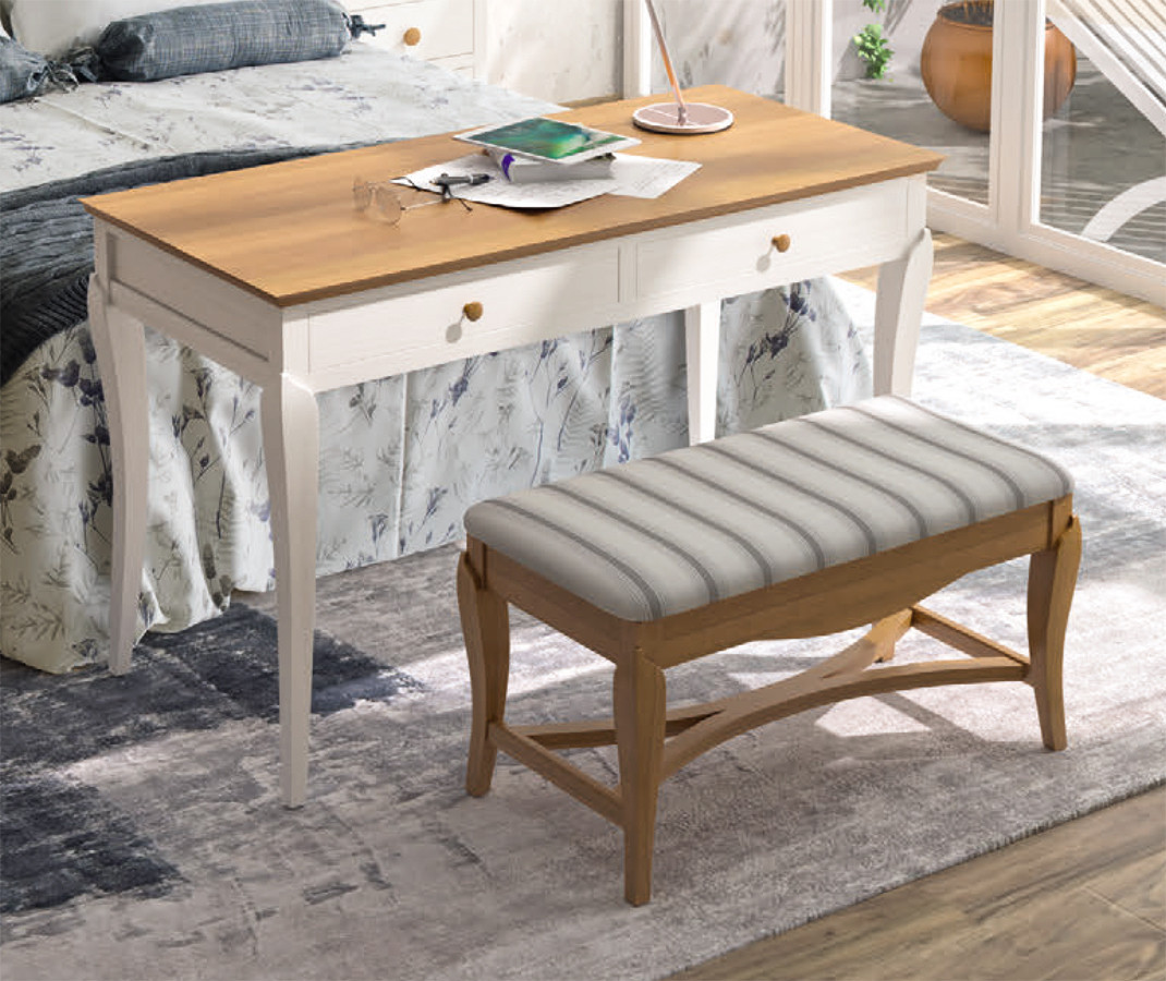 MESA DE ESCRITORIO CON 2 CAJONES ESTILO ROMÁNTICO