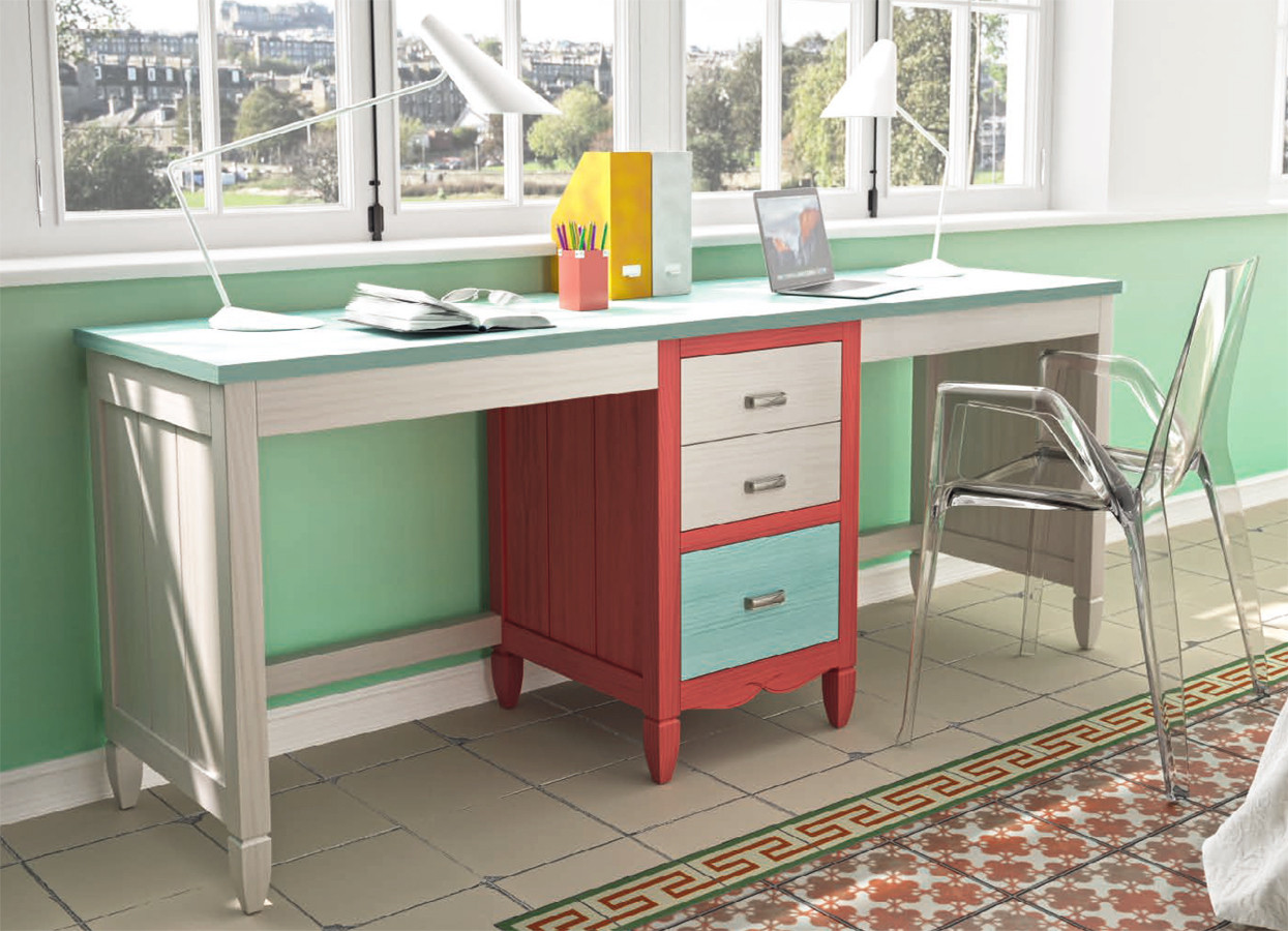 ESCRITORIO CON CAJONERA CENTRAL PARA DORMITORIO JUVENIL