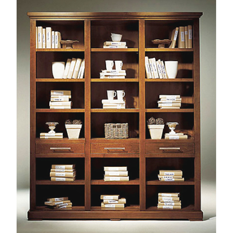  Librería tradicional de madera de 72 pulgadas de alto y 15  estantes de triple ancho en cereza : Hogar y Cocina