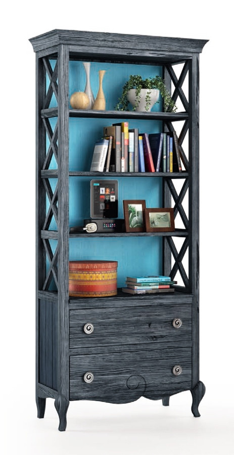 LIBRERÍA CON ASPAS, 3 BALDAS Y 2 CAJONES MADERA ORIGEN SOSTENIBLE