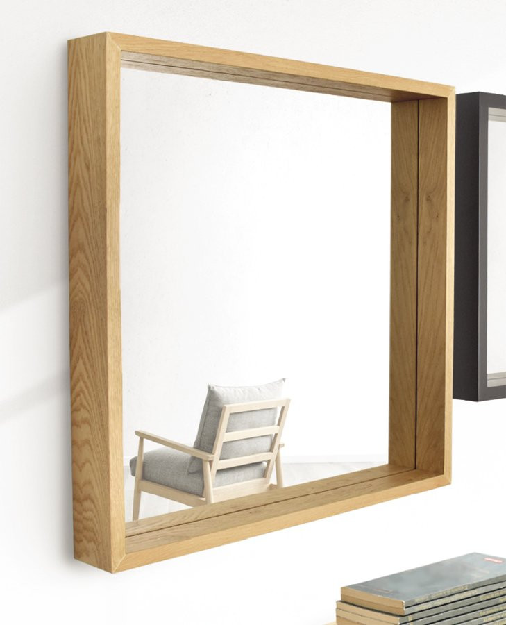 ESPEJO DE DISEÑO MODERNO CON MOLDURA ANCHA MADERA ROBLE
