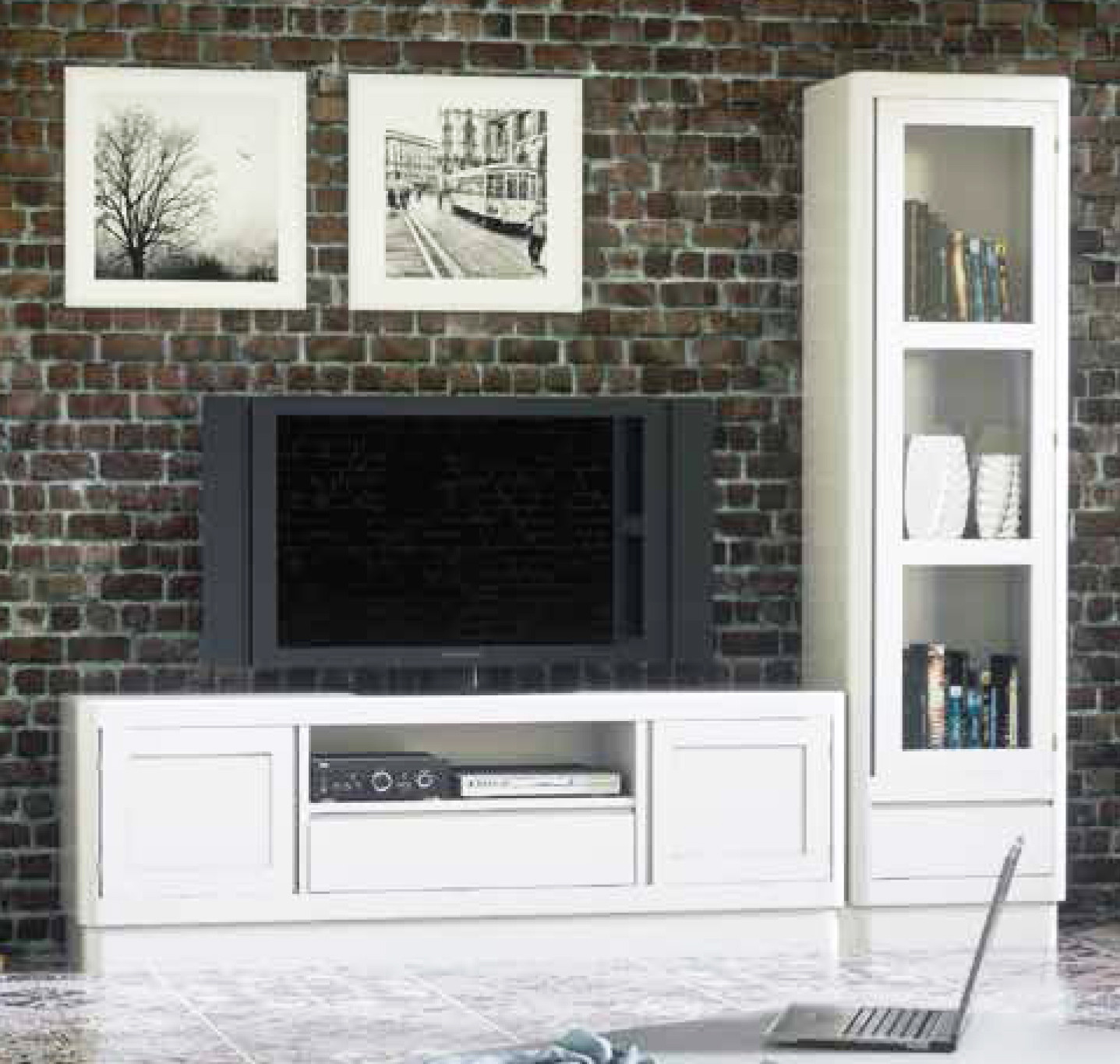 MUEBLE TELEVISIÓN Y VITRINA 1 PUERTA MADERA - PINO