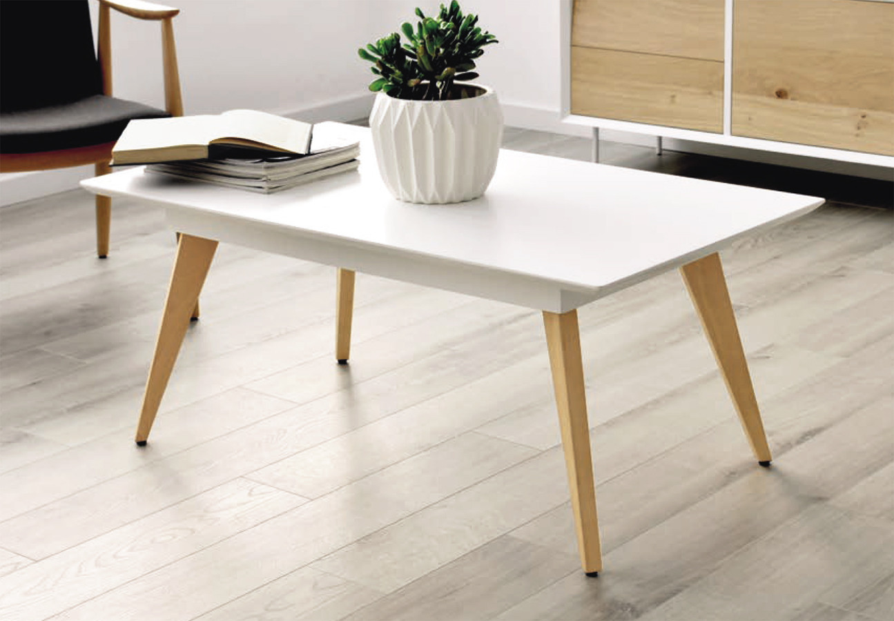 MESA DE CENTRO RECTANGULAR ELEVABLE O FIJA MADERA - ROBLE