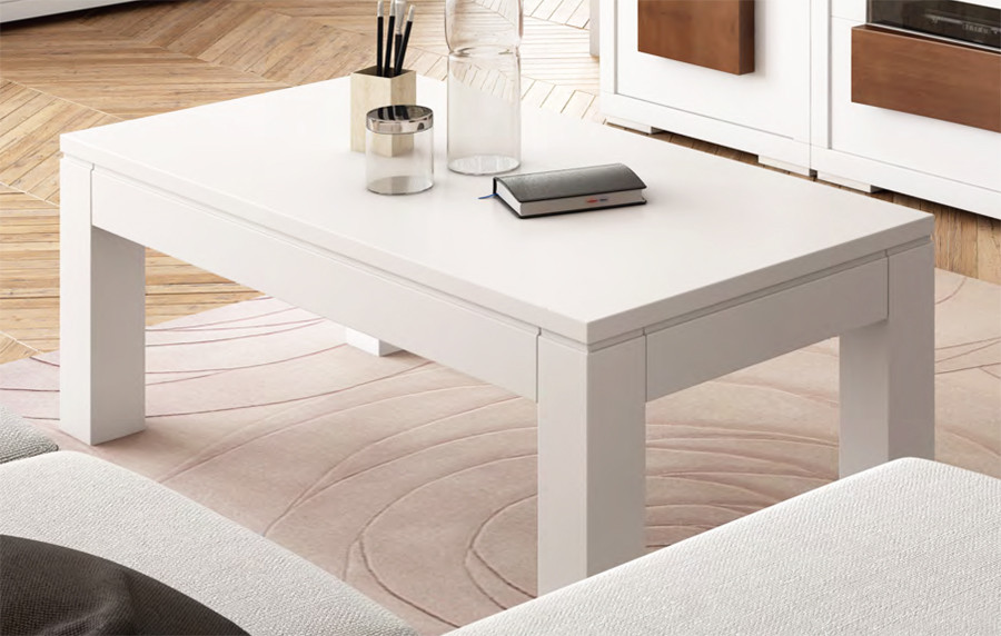 MESA DE CENTRO MODERNA CON TAPA ELEVABLE O FIJA - PINO