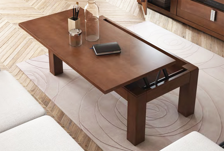 Mesa de centro de madera TUNEZ, Mesa auxiliar elevable