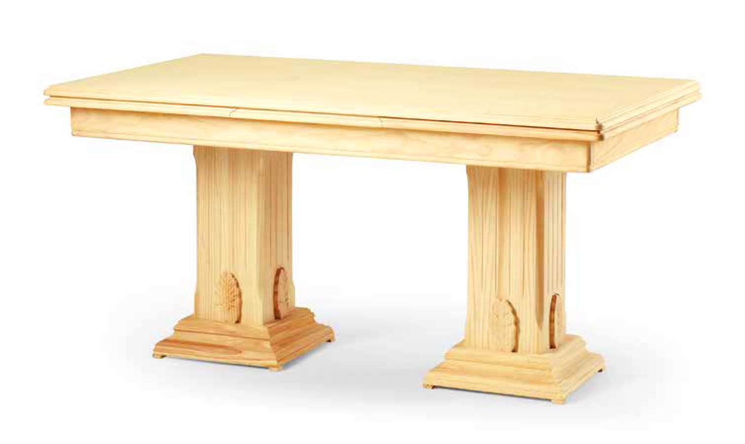 MESA CLÁSICA DE COMEDOR EXTENSIBLE O FIJA Y CON DOS PATACONES - PINO