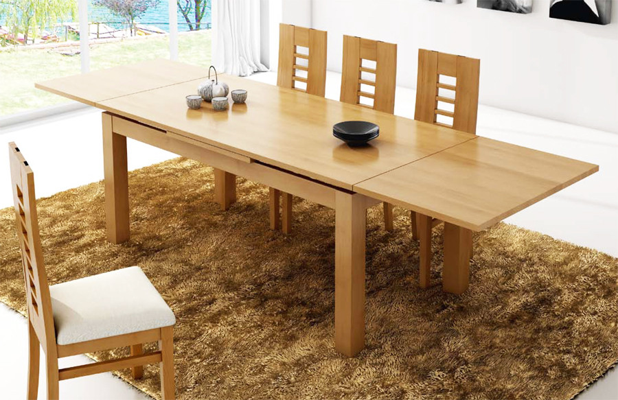 MESA DE COMEDOR EXTENSIBLE TAPA DOBLE ALA MADERA - PINO