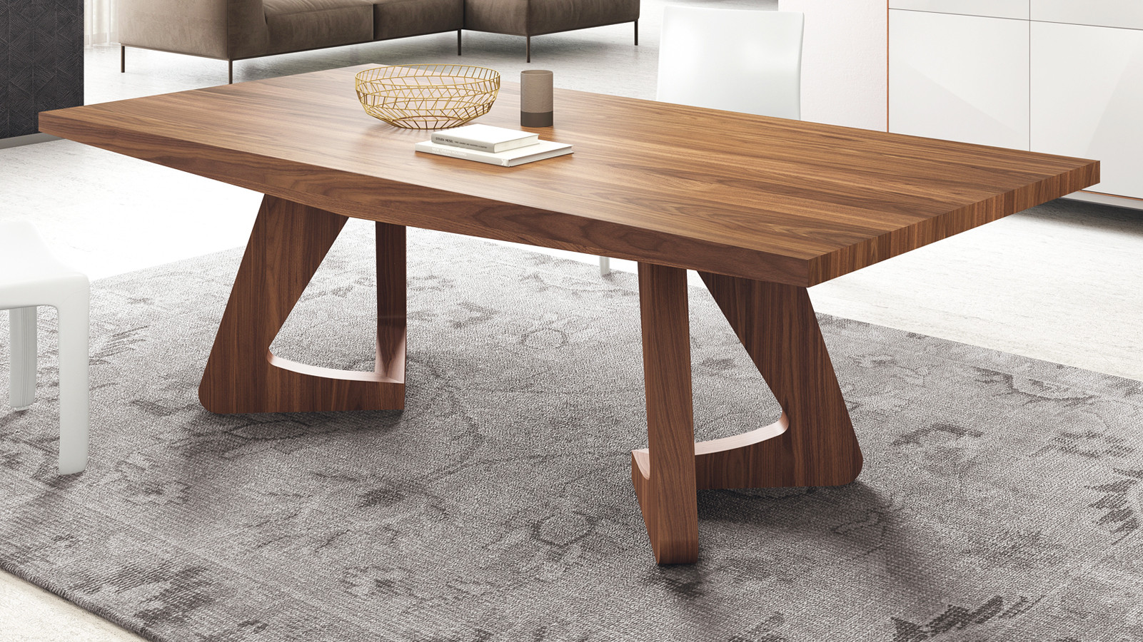 MESA DE COMEDOR DE DISEÑO CONTEMPORÁNEO CON DOS BASES - DM