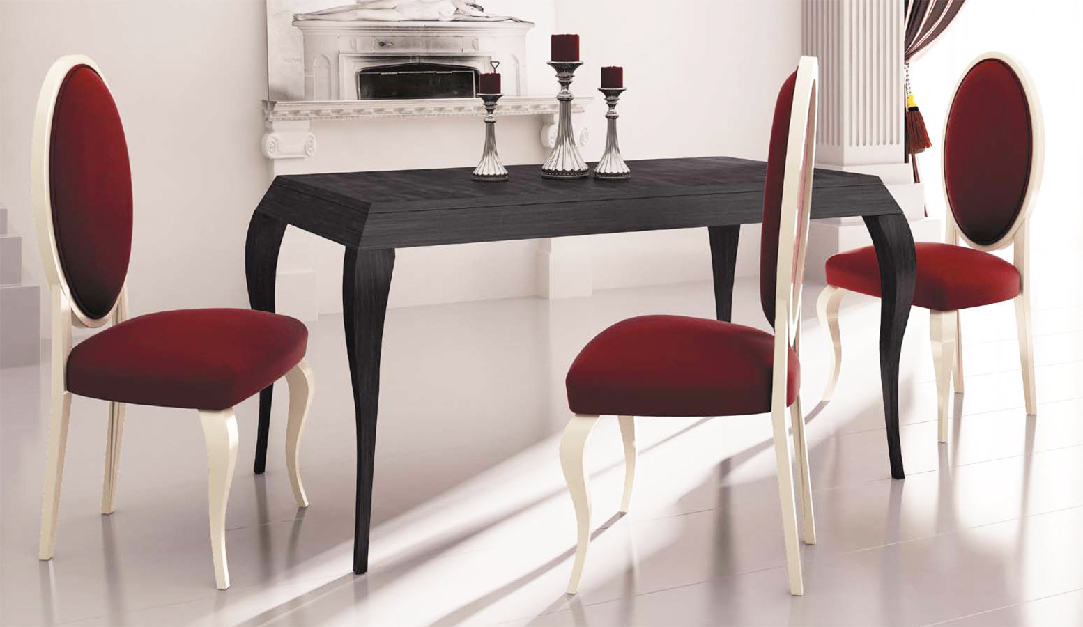 MESA DE COMEDOR CON PATA ISABELINA MADERA - PINO