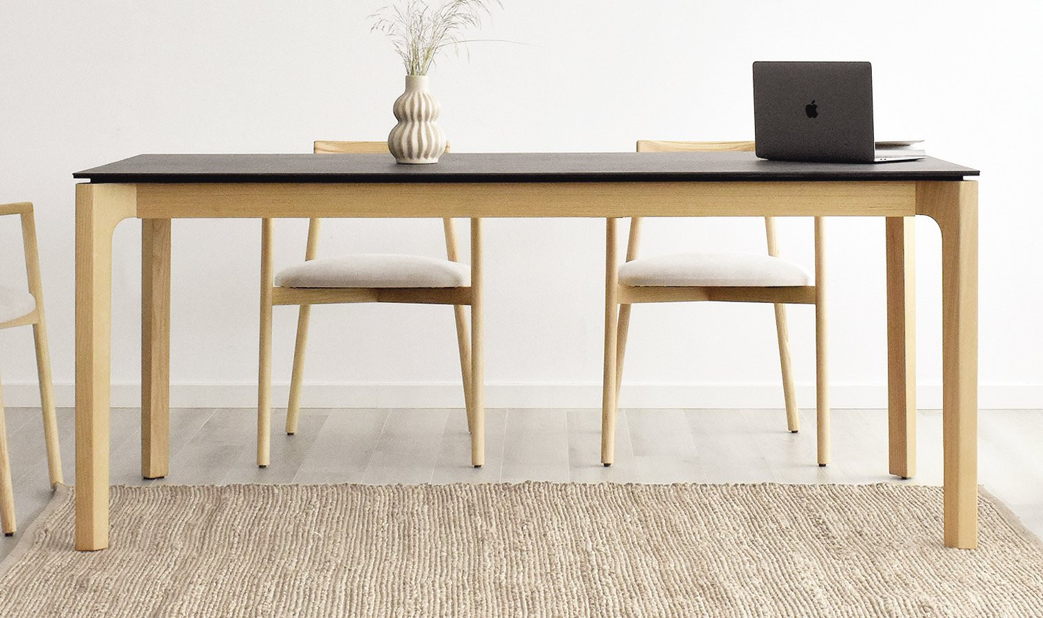 MESA DE COMEDOR ESTILO NÓRDICO MODERNO CON ENCIMERA PORCELÁNICA