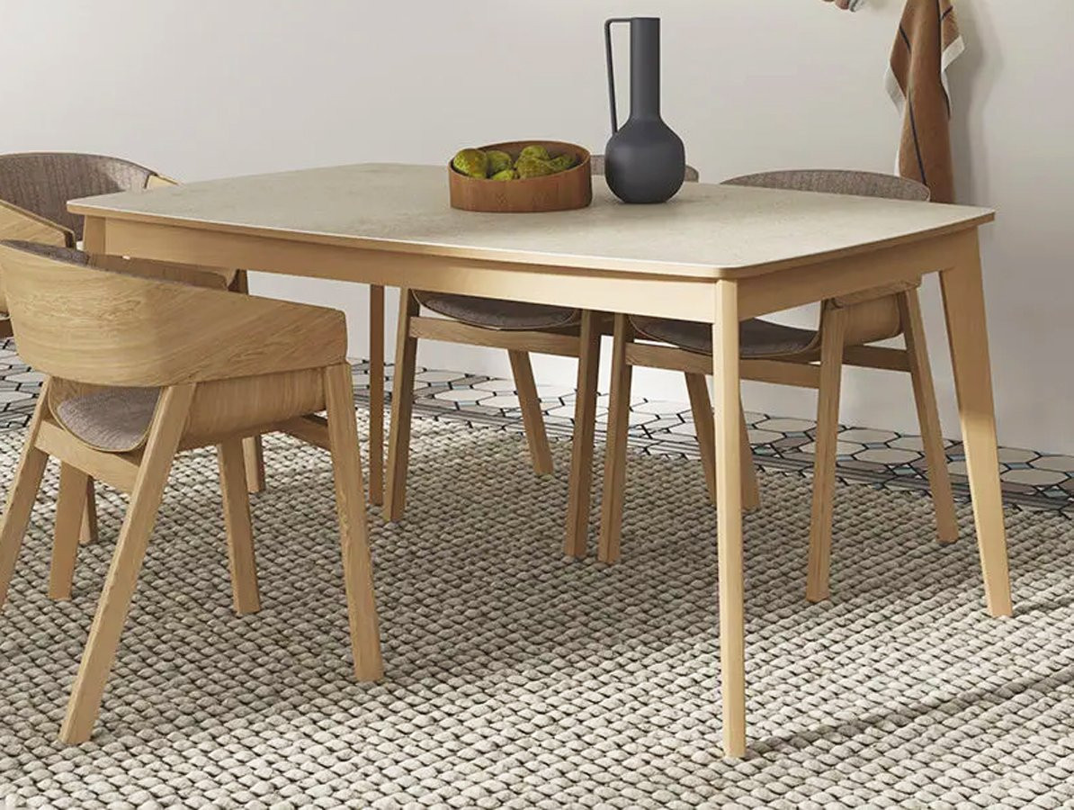 MESA DE COMEDOR DE ESTILO NÓRDICO CON OPCIÓN DE ENCIMERA PORCELÁNICA