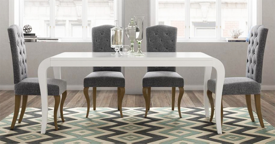 MESA DE COMEDOR ESTILO ISABELINA CON PATA CURVADA - ROBLE