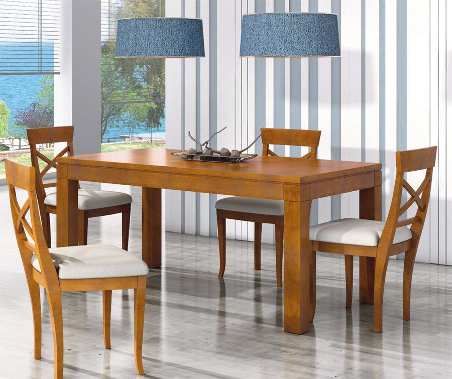 MESA COMEDOR EXTENSIBLE TAPA DESLIZABLE Y LIBRO MADERA - PINO