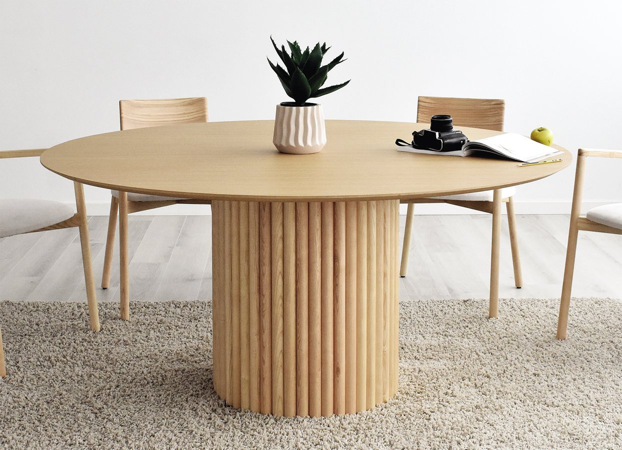 MESA DE COMEDOR REDONDA FIJA Y DE ESTILO NÓRDICO MADERA - ROBLE