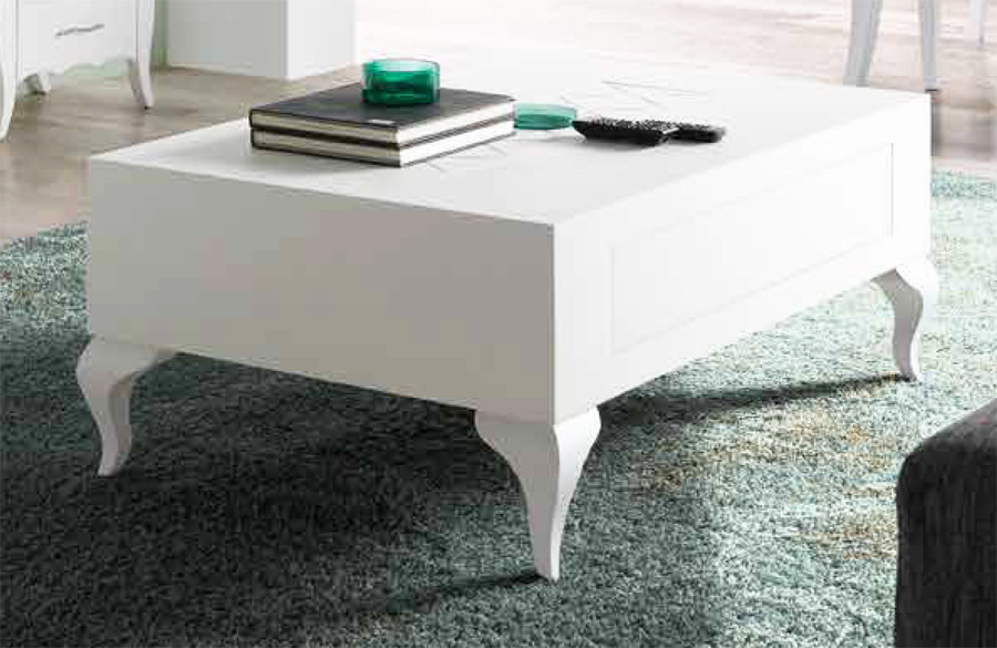 MESA DE CENTRO CON CAJÓN Y PATAS ISABELINAS - DM
