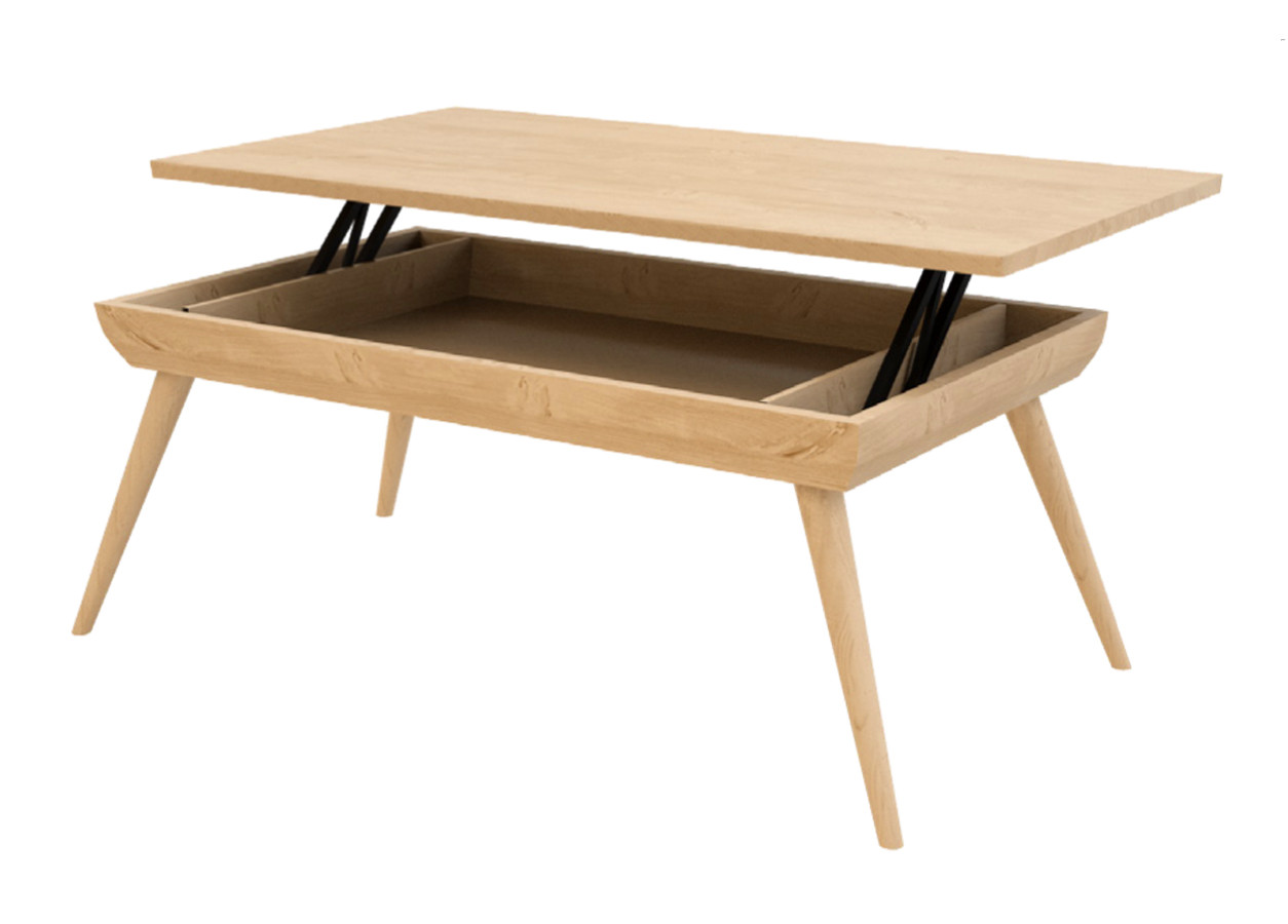 Mesa de centro estilo vintage tapa elevable