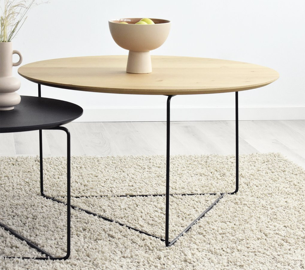 MESA DE CENTRO REDONDA CON ENCIMERA DE MADERA O PORCELÁNICA