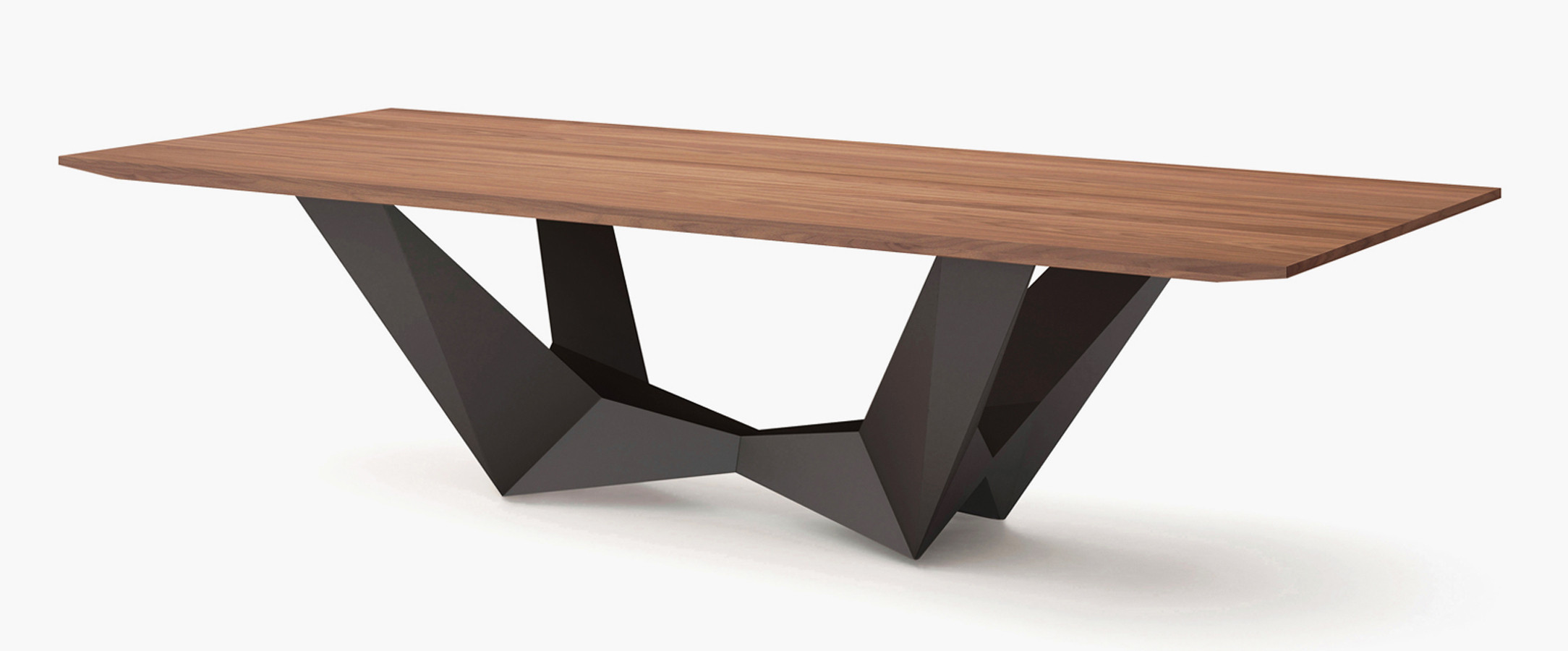 MESA DE COMEDOR DE GRAN TAMAÑO CON BASE METÁLICA DE DISEÑO - DM