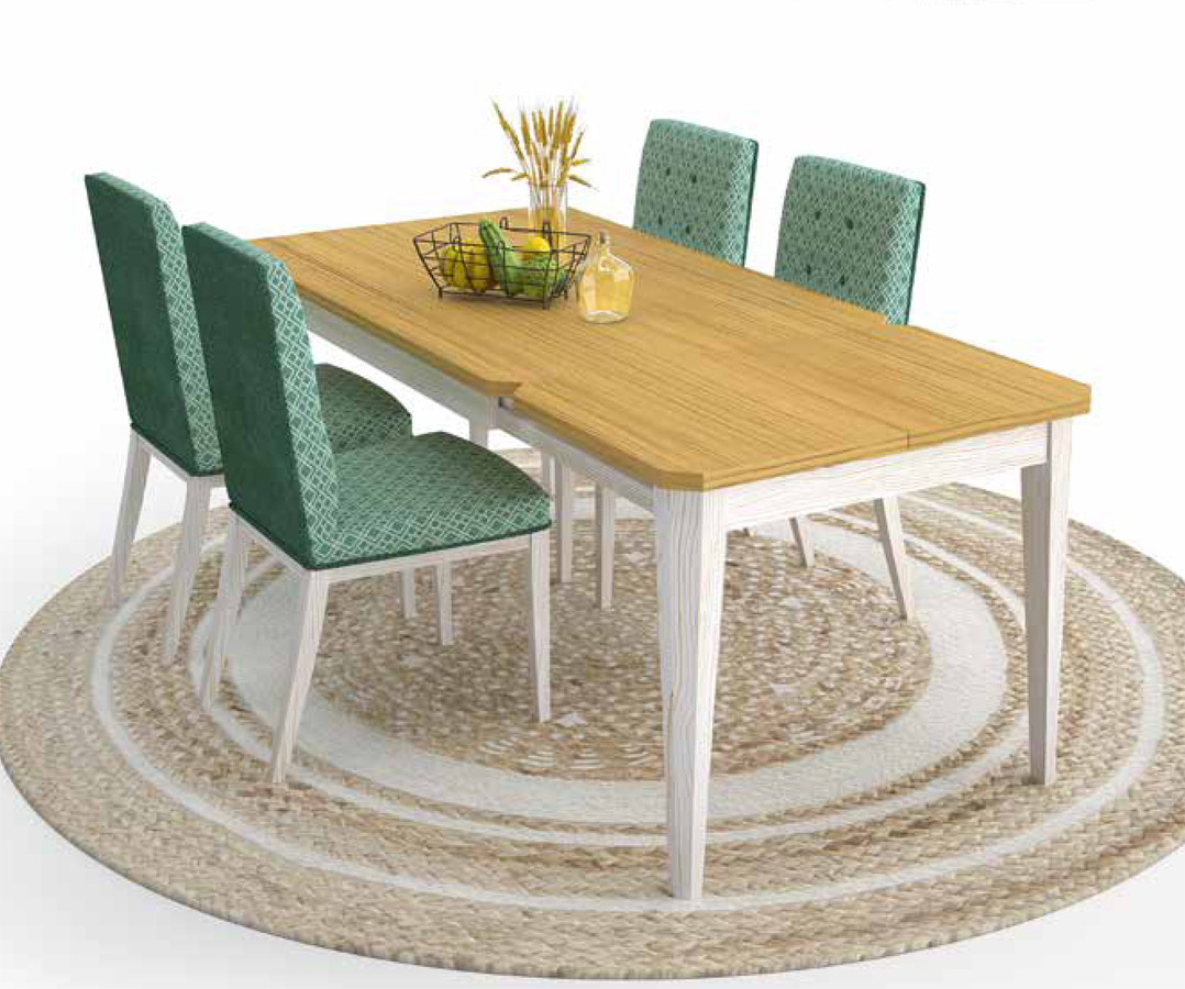 MESA DE COMEDOR EXTENSIBLE MADERA PINO NATURAL ORIGEN SOSTENIBLE