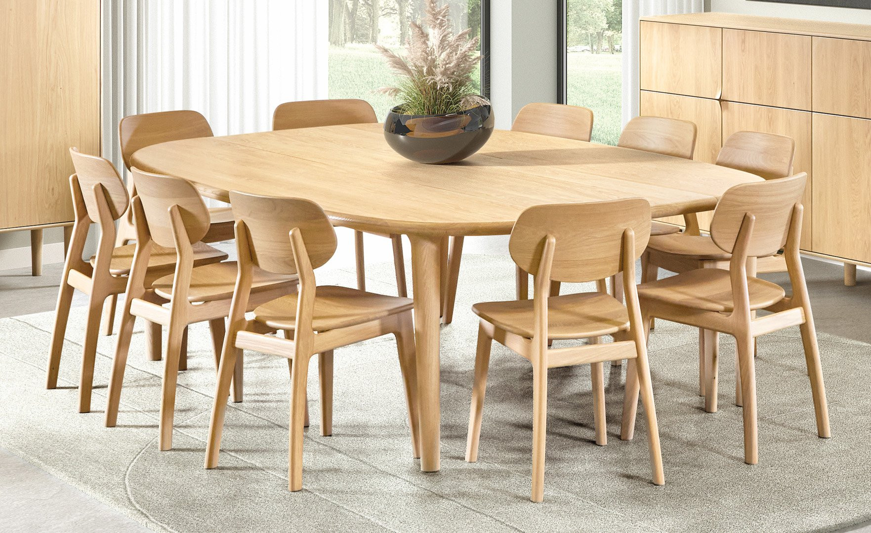 MESA DE COMEDOR DE DISEÑO NÓRDICO EXTENSIBLE Y AMPLIABLE A LO ANCHO