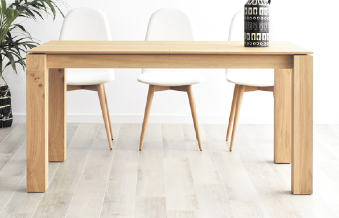 MESA COMEDOR RECTANGULAR EXTENSIBLE REALIZADA EN MADERA - ROBLE