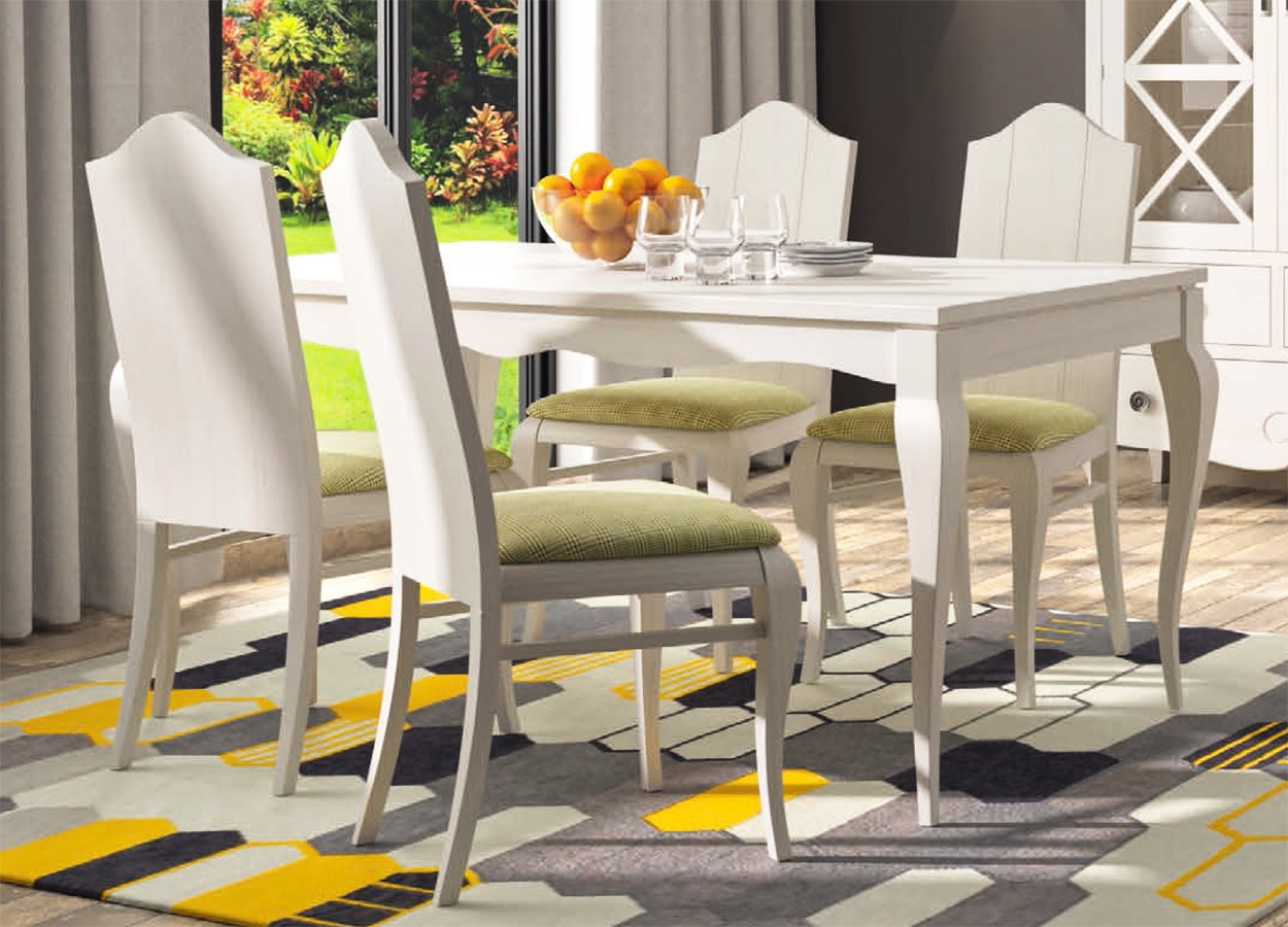 MESA DE COMEDOR EXTENSIBLE CON PATAS ESTILO ISABELINA