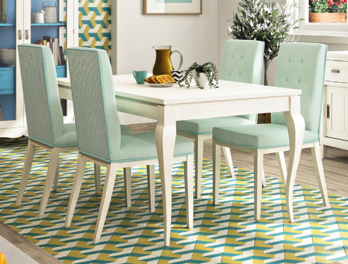 MESA DE COMEDOR DE MADERA EXTENSIBLE CON PATA ISABELINA