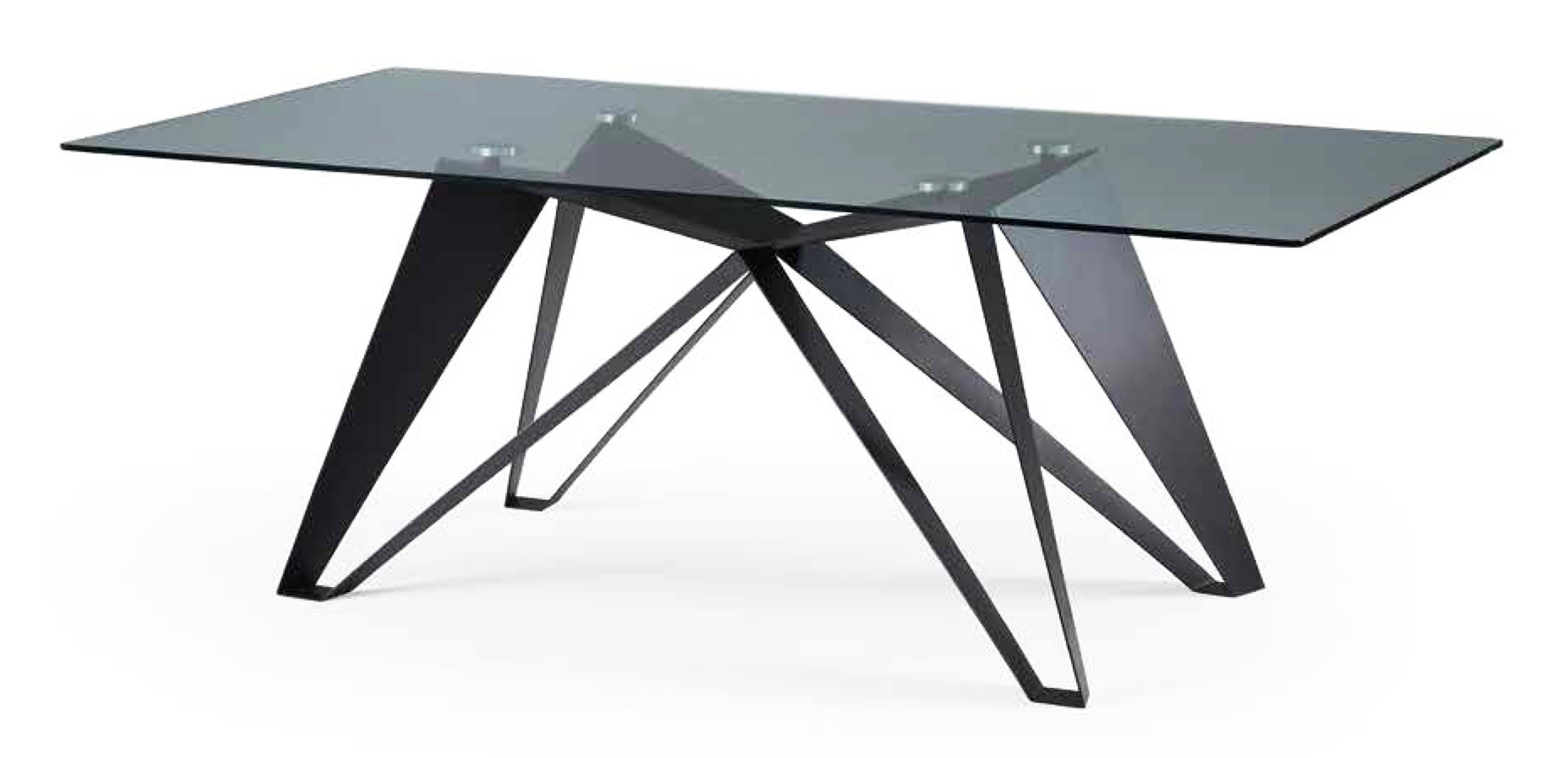 MESA DE DISEÑO CON TAPA EN CRISTAL TEMPLADO Y BASE METÁLICA