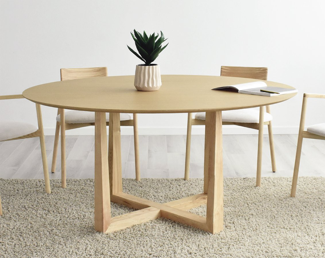 MESA DE COMEDOR REDONDA FIJA MADERA DE ROBLE DE ORIGEN SOSTENIBLE
