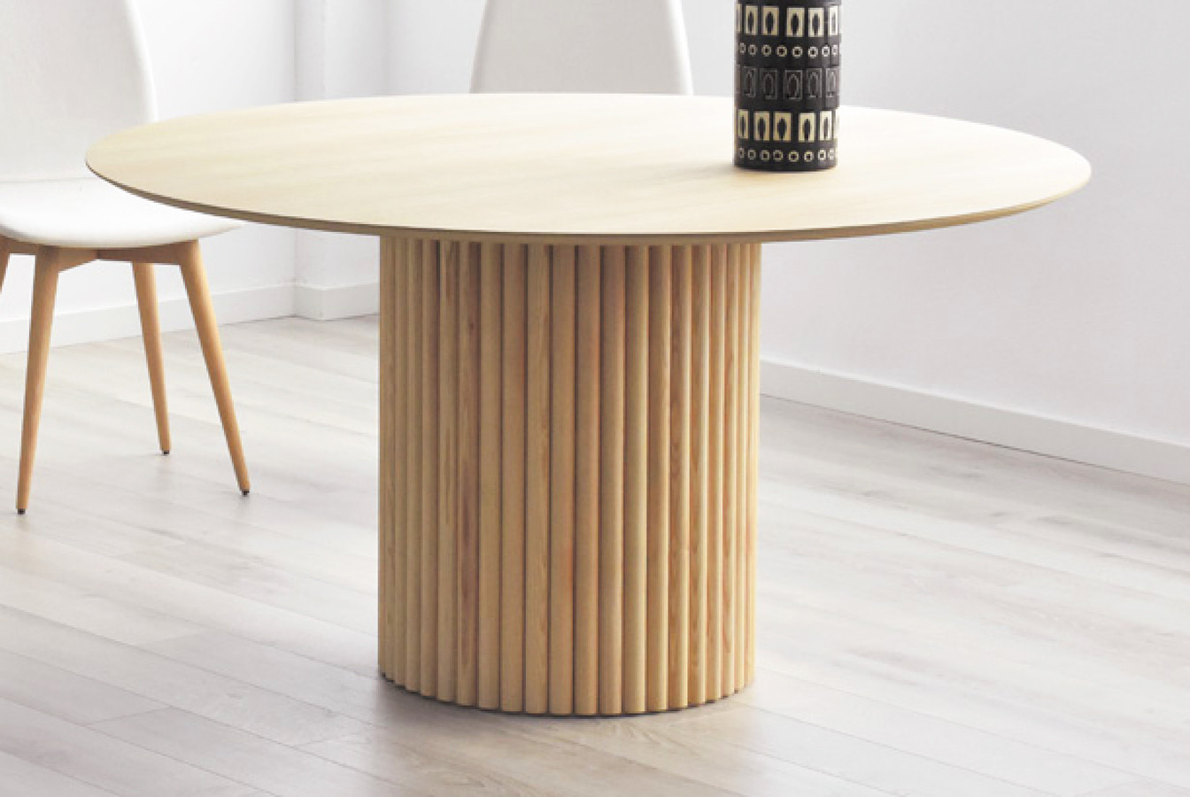 MESA DE COMEDOR REDONDA FIJA Y DE ESTILO NÓRDICO MADERA - ROBLE