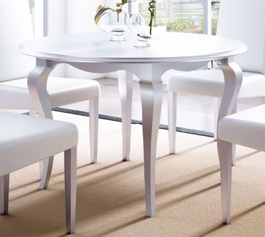 MESA DE COMEDOR REDONDA EXTENSIBLE CON PATA ISABELINA MADERA - PINO