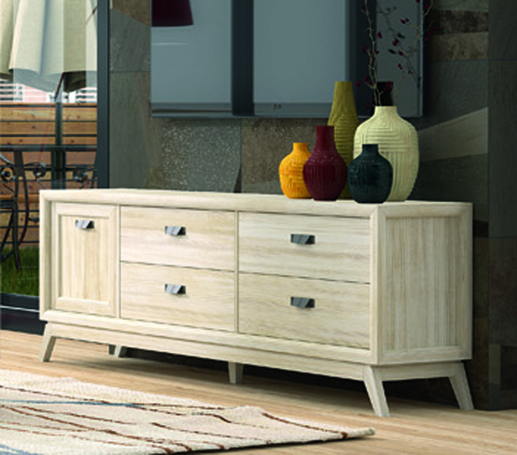 MUEBLE DE TELEVISIÓN ESTILO NÓRDICO CON PUERTAS Y CAJONES