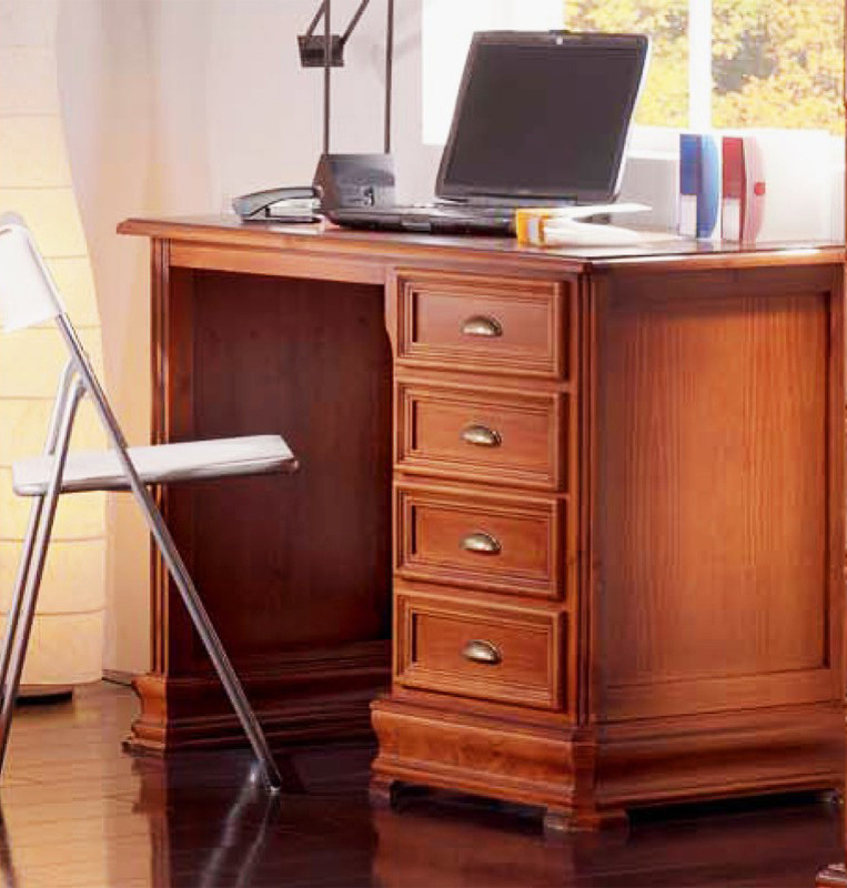 MESA ESCRITORIO CLÁSICA CON 4 CAJONES - PINO