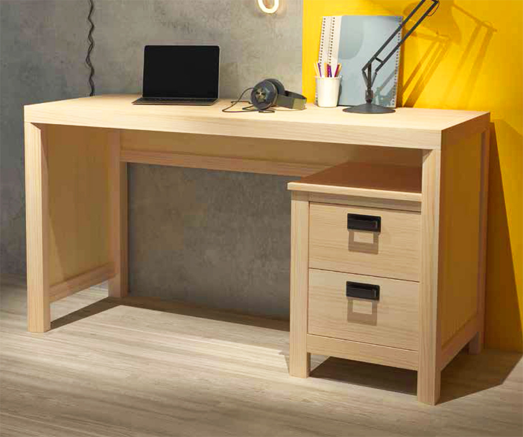 ▷ Mesa de escritorio Natural 2 cajones