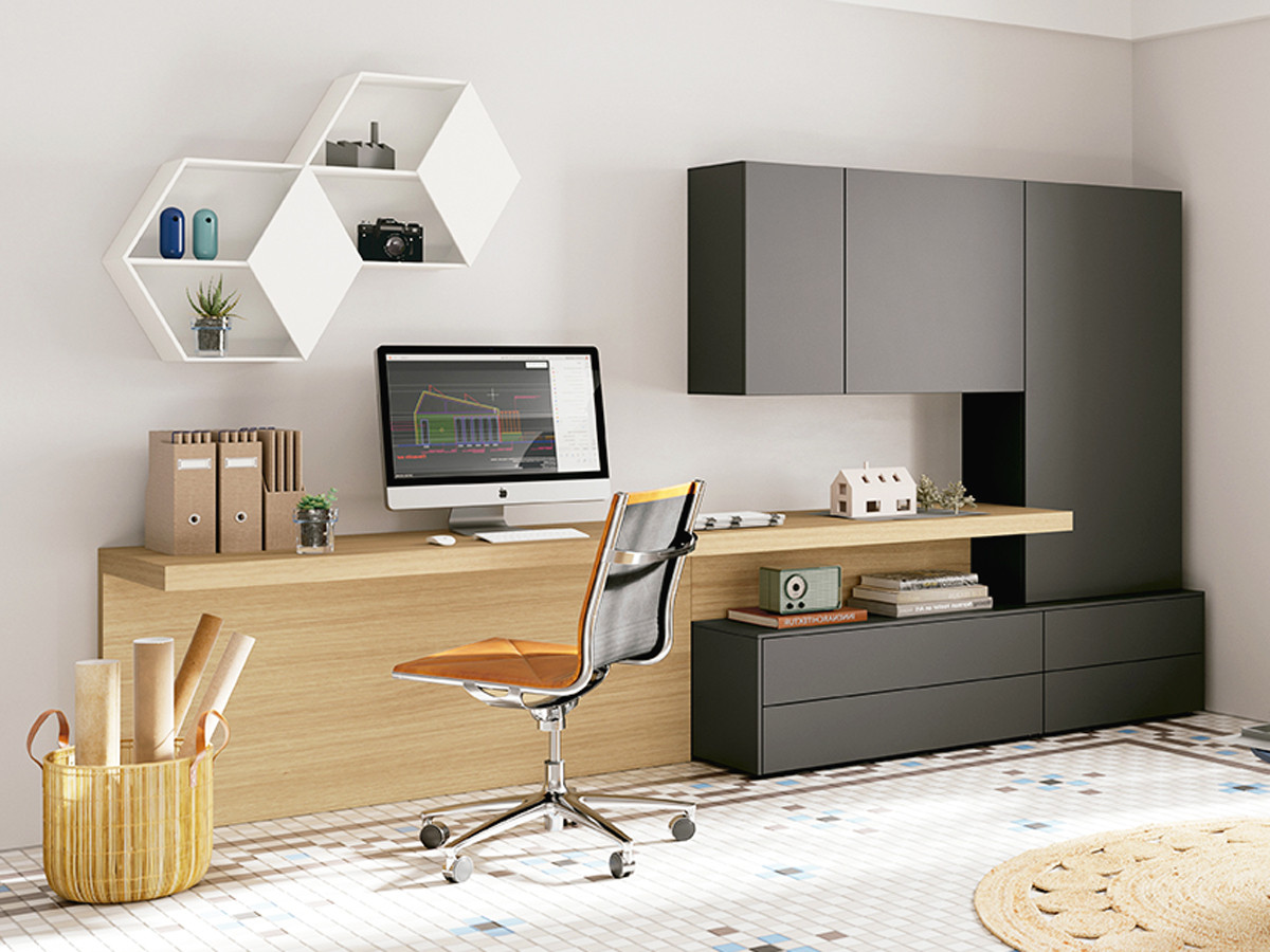 ESCRITORIO MODULAR JUVENIL DE DISEÑO CON ZONA DE ALMACENAJE - DM