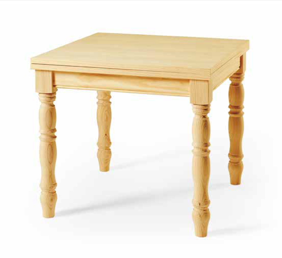 MESA CUADRADA EXTENSIBLE COMEDOR CLÁSICO MADERA - PINO