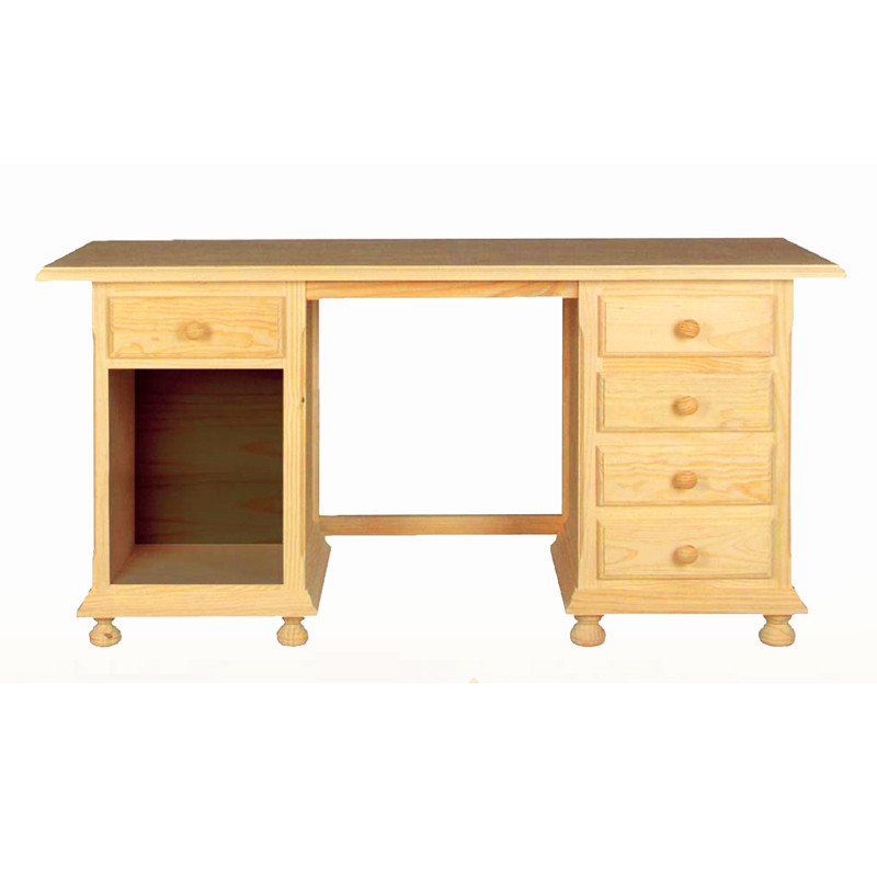 MESA DE ORDENADOR CON 5 CAJONES MADERA - PINO