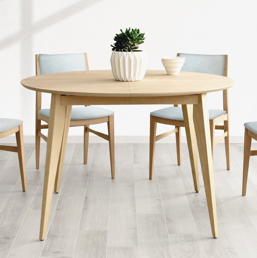 ▷ MESA REDONDA PATAS ESTILO NÓRDICO MADERA ROBLE