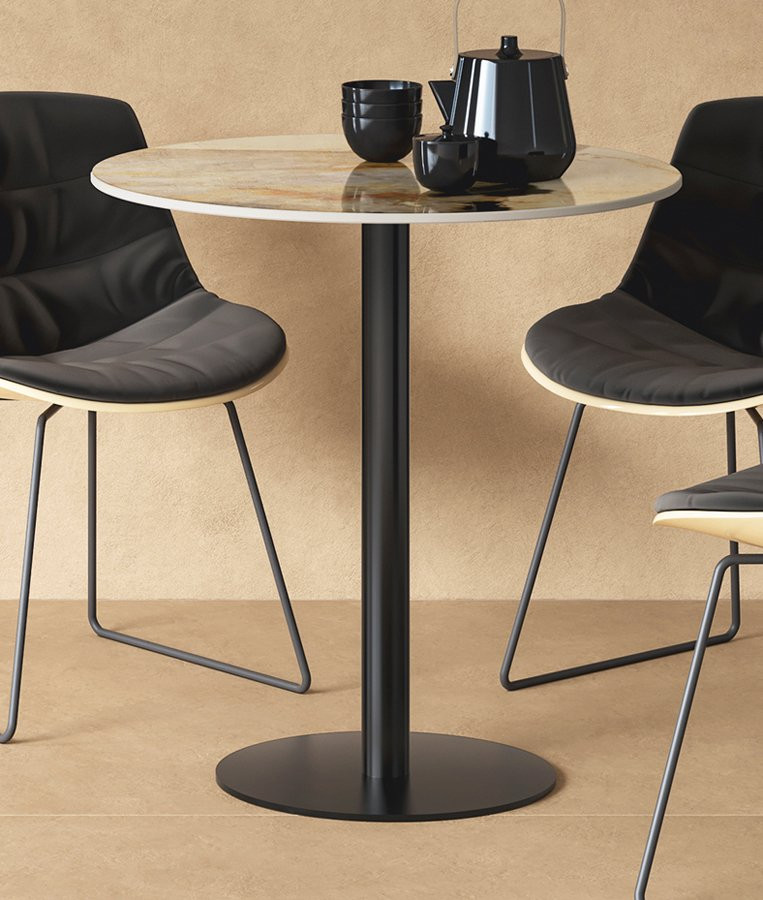 MESA AUXILIAR MODERNA CON ENCIMERA DE GRES PORCELÁNICO Y METAL