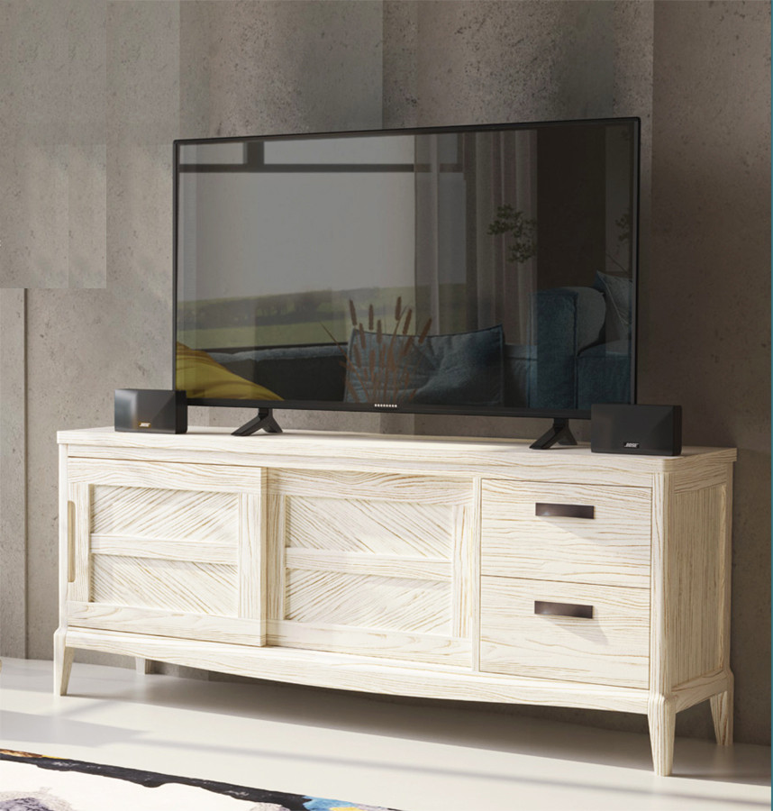 MUEBLE TV CON 2 PUERTAS CORREDERAS Y 2 CAJONES MADERA SOSTENIBLE