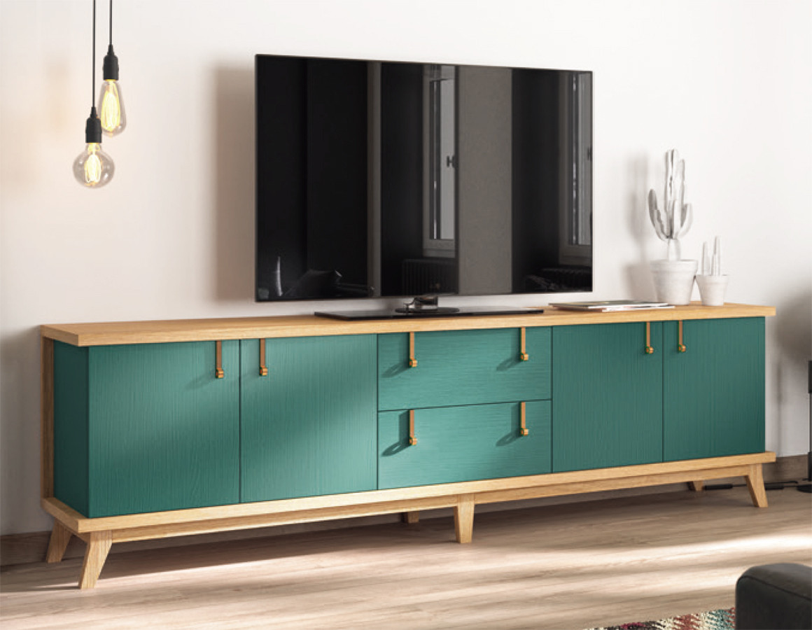MUEBLE DE TV ESTILO NÓRDICO MADERA DE PINO NATURAL SOSTENIBLE
