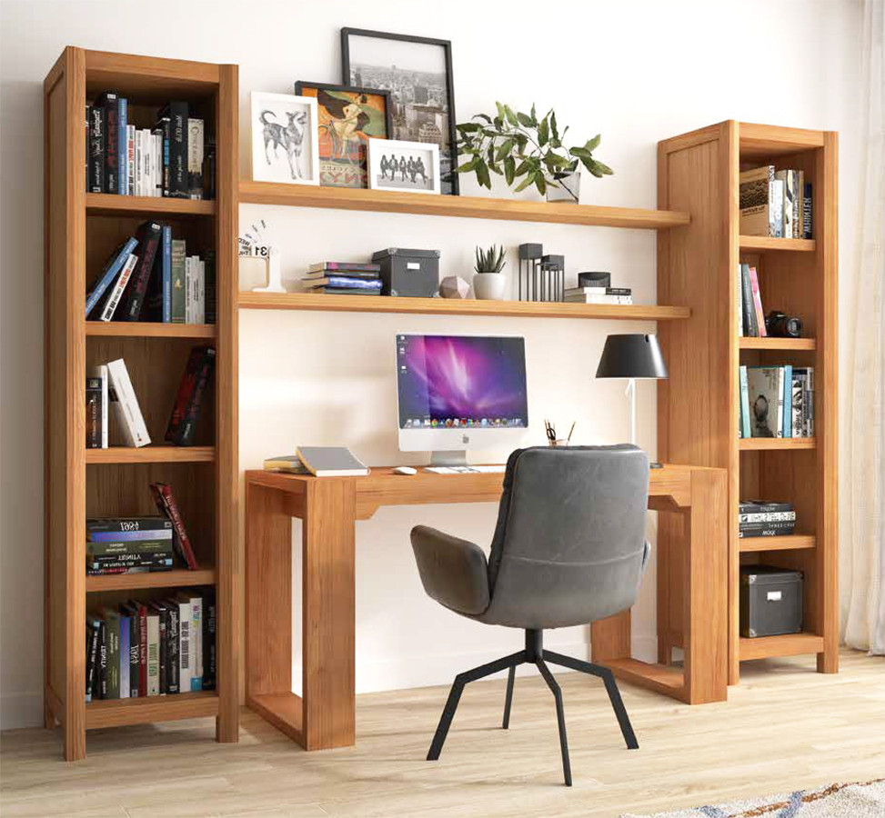 MESA ESCRITORIO CON ESTANTERÍA INTEGRADA EN EL SALÓN O DORMITORIO