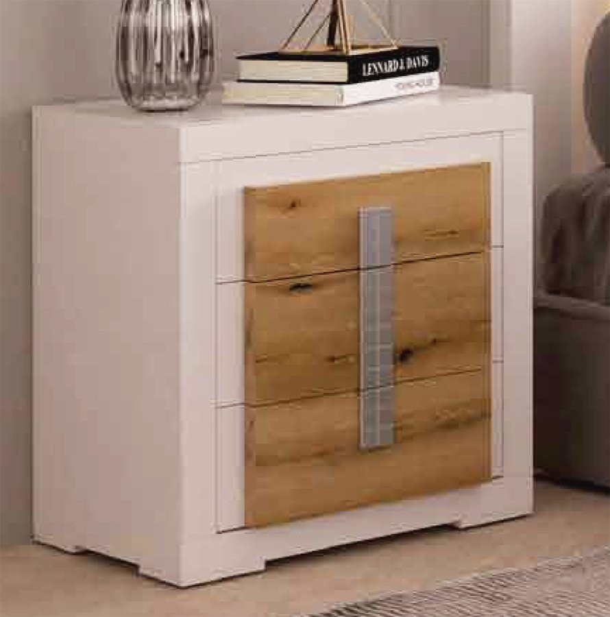 ELEGANTE MESILLA DE NOCHE CON 3 CAJONES MADERA
