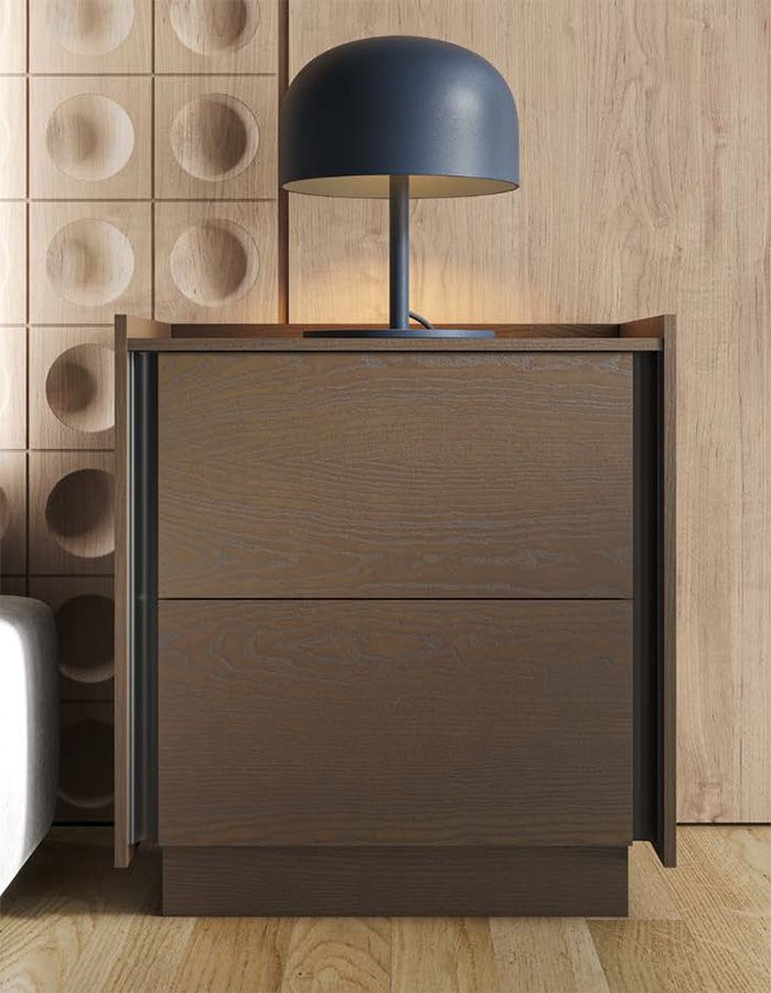 MESITA DE NOCHE MODERNA CAJONES INTEGRADOS MADERA DE FRESNO