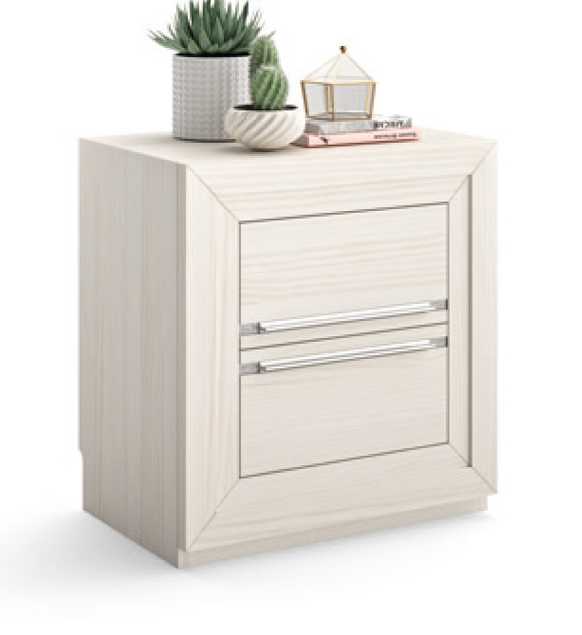 MESITA DE NOCHE CON 2 CAJONES DE DISEÑO MODERNO EN MADERA