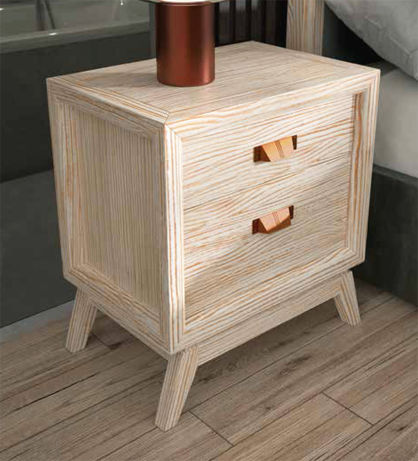 MESILLA DE NOCHE CON 2 CAJONES ESTILO NÓRDICO MADERA NATURAL